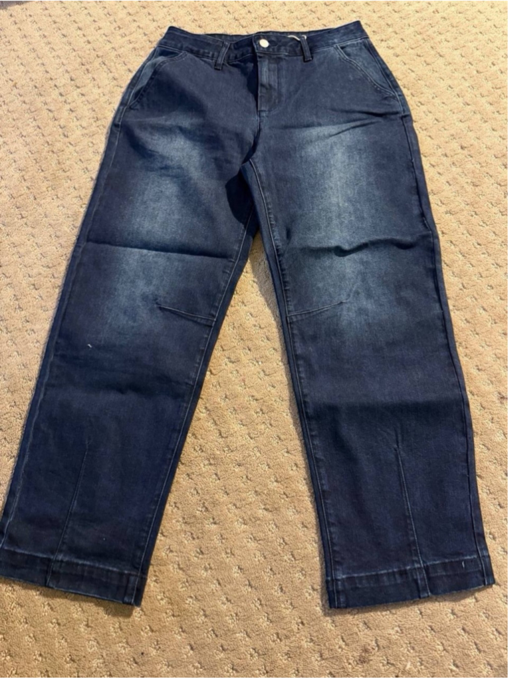 Flamingals Women’s Dark Wash Crop Barrel Jeans M